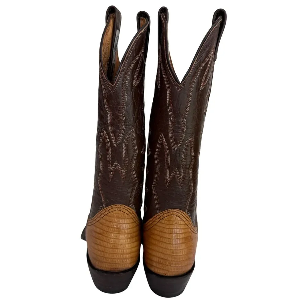 Nocona VTG Cowgirl Boots Women's 4B Lizard Skin Western Cowboy Boots Brown Tan